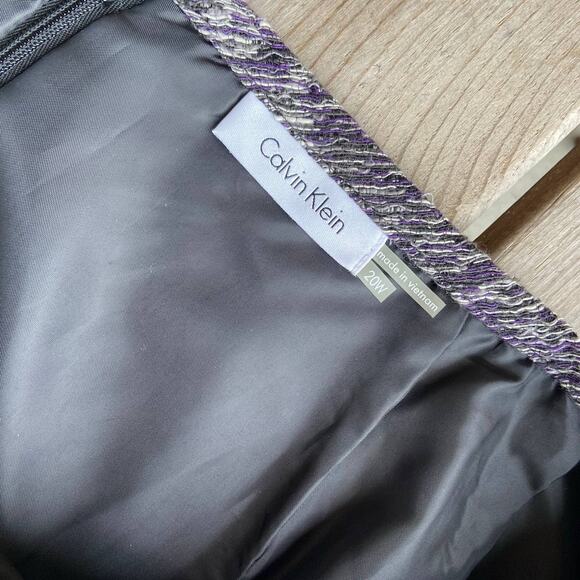Calvin Klein Womens Skirt Size 20W Purple Black Gray White Tweed Lined NEW - Picture 6 of 8
